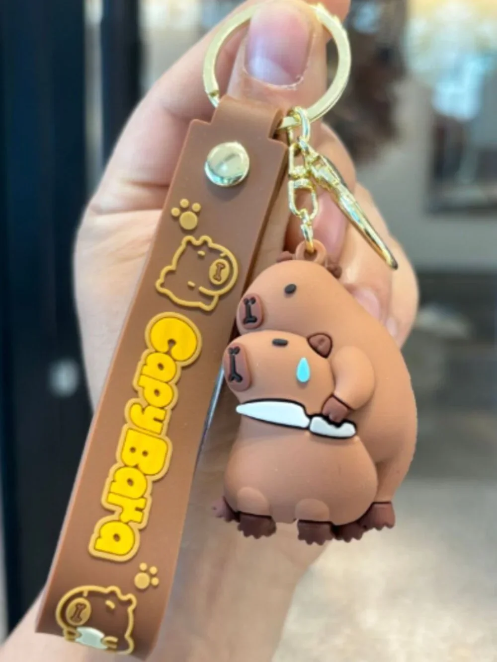 Funny Knife‑Wielding Capybara Keychain Cute Bag Charm Pendant Gift